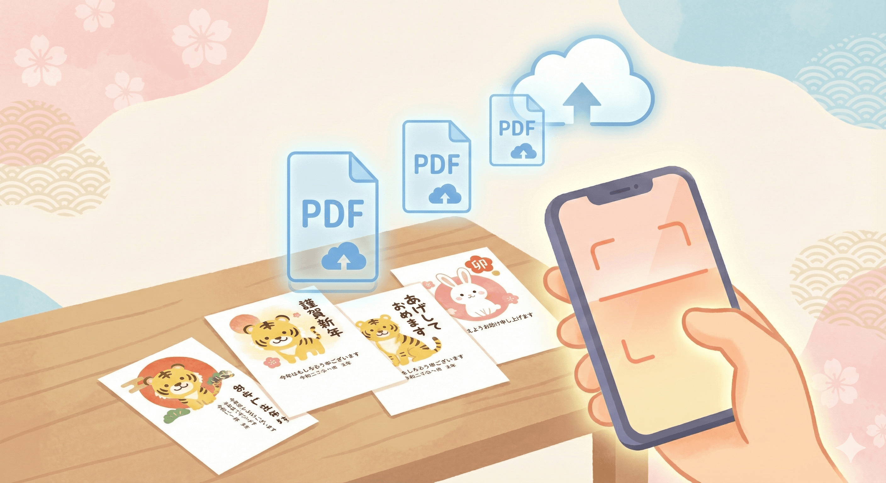 届いた年賀状をスマホでPDF保存する方法【2025年】思い出を永久保存